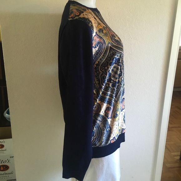YAL Navy Paisley Crewneck Sweater Sz L NWT - Picture 3 of 7
